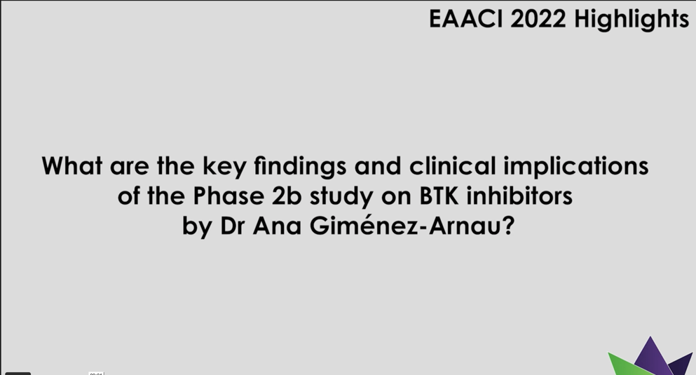 What are the key findings and clinical implications of the Phase 2b study on BTK inhibitors by Dr Ana Giménez-Arnau