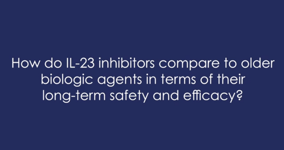 How does the long-term safety and efficacy of IL-23 inhibitors compare to older biologic agents for psoriasis