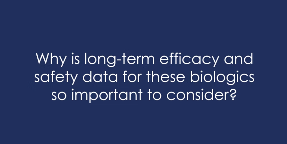 Why is long-term efficacy and safety biologics data important for treating psoriasis