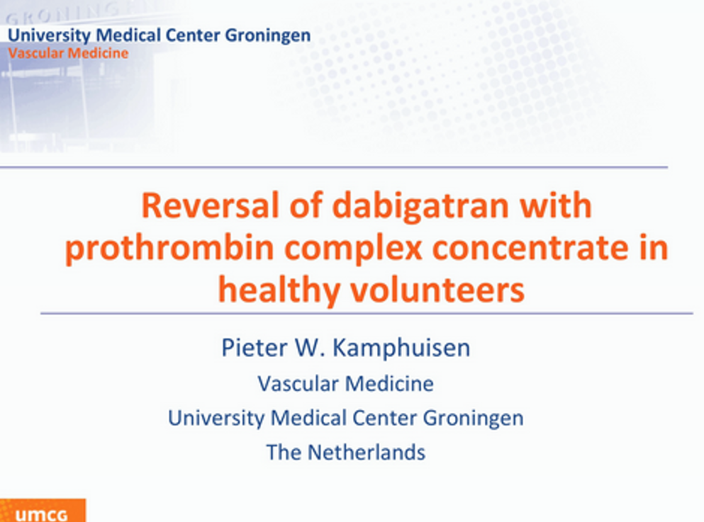 Reversal of dabigatran with prothrombin complex concentrate in healthy volunteers