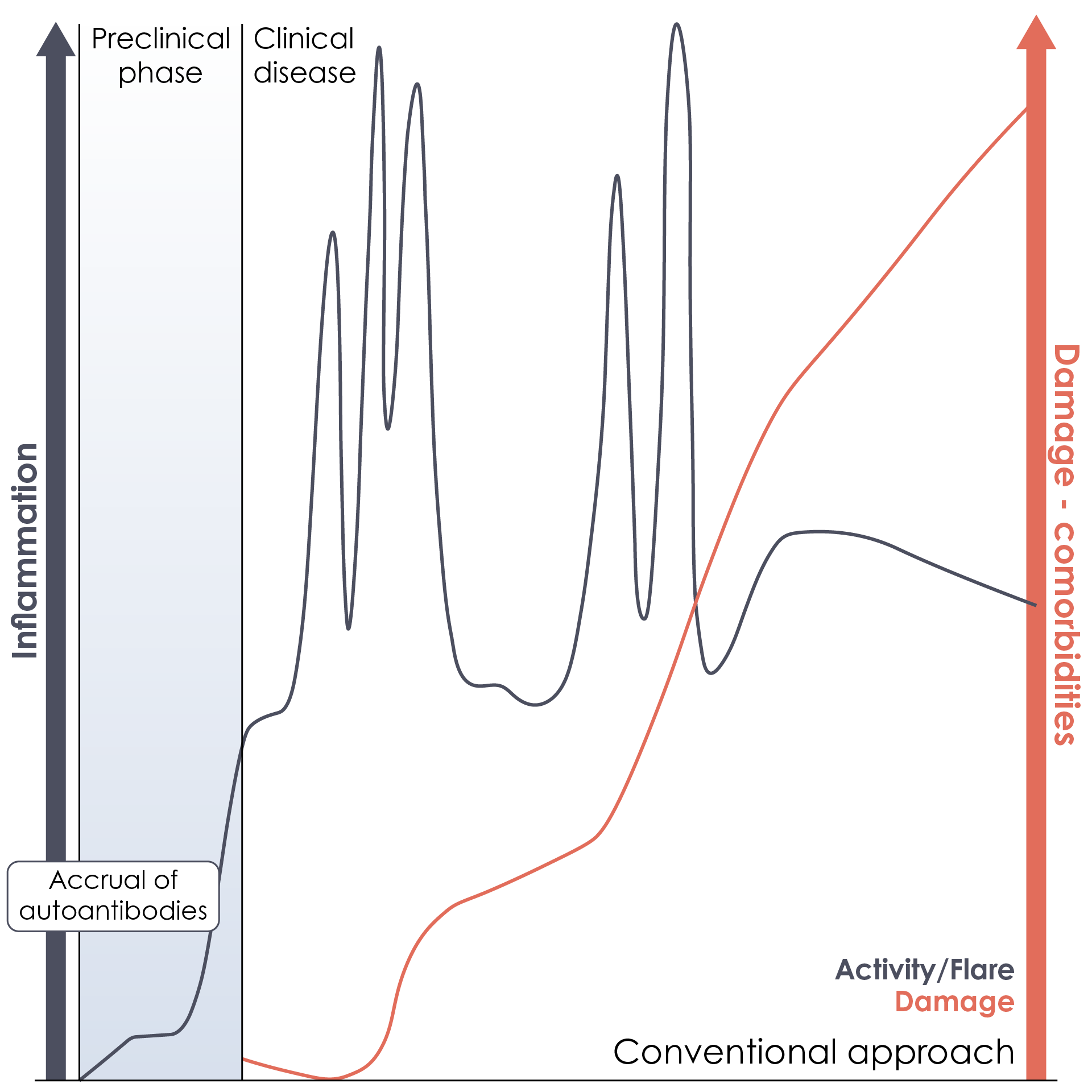Clinical course of systemic lupus erythematosus in patients treated using a conventional therapeutic approach